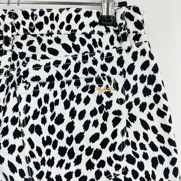 Juicy Couture (24) White Black Wild Cheetah Denim Micro Mini Shorts Cutoffs NWT - Picture 6 of 11